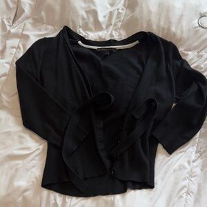 White House black market Black Cardigan with Tie Front